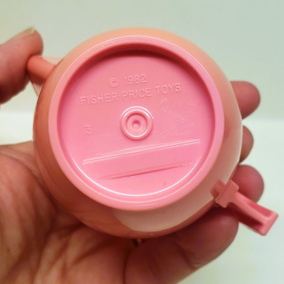 Vintage 1982 Fisher Price Fun With Food Pink Cream & Sugar Lid Heart Set Lot x3 - Picture 4 of 11